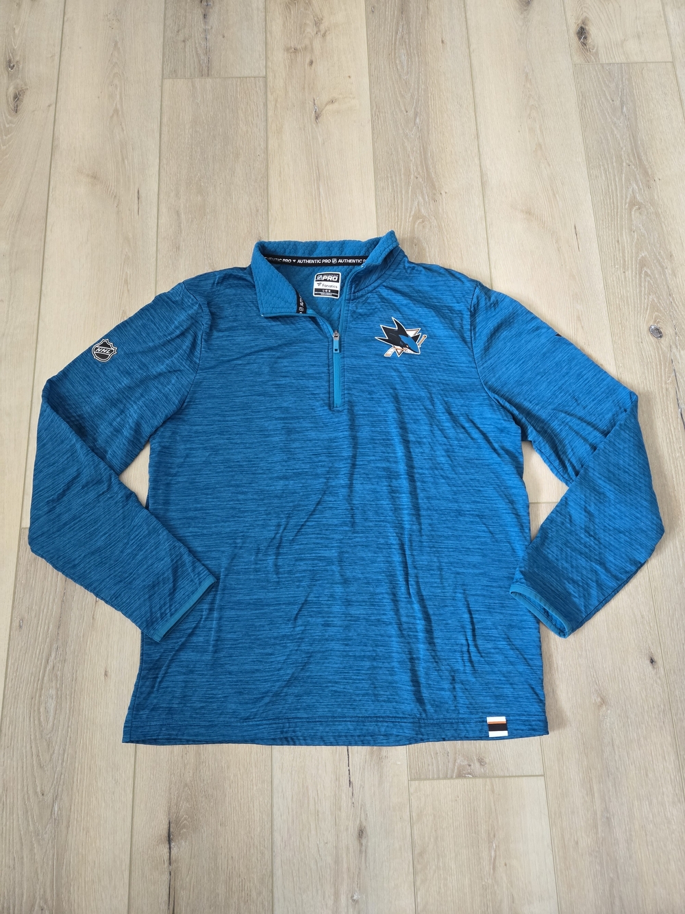 Fanatics San Jose Sharks NHL Blue 1/4 Zip Jacket Pullover, Size L